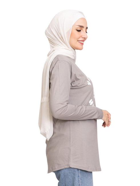 Forest Grey Printed Long - Sleeve Design 43 - Khotwh
